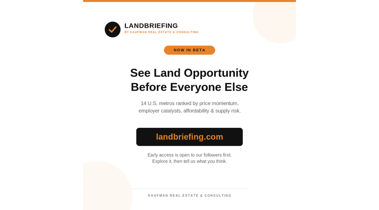 Kaufman Real Estate & Consulting lanza LandBriefing para clasificar oportunidades de suelo en EE. UU.