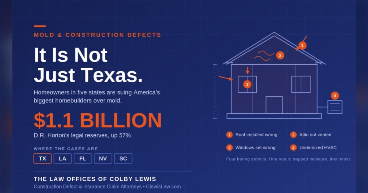 Aumentan las demandas por moho contra los principales constructores de viviendas y afectan a la industria de la construcción de Texas