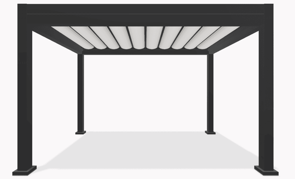 Azenco Outdoor Integra Pantallas Motorizadas en su Pérgola R-WEAVE™, Mejorando los Cerramientos Exteriores