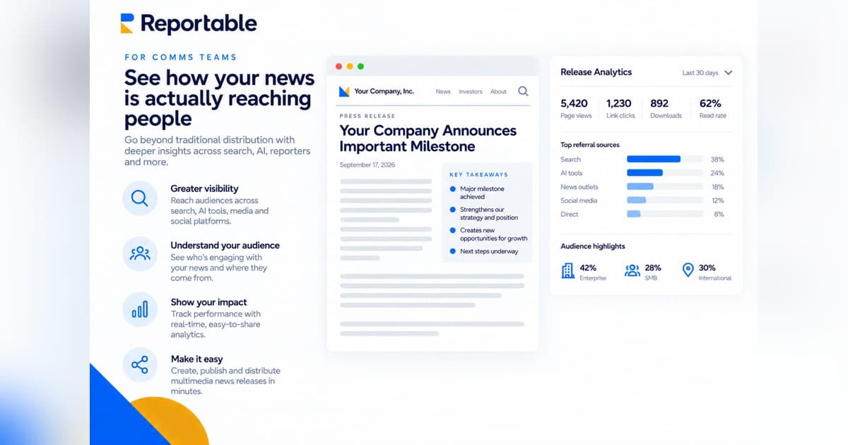 Reportable Expands News Release Analytics to Track AI and Email Engagement