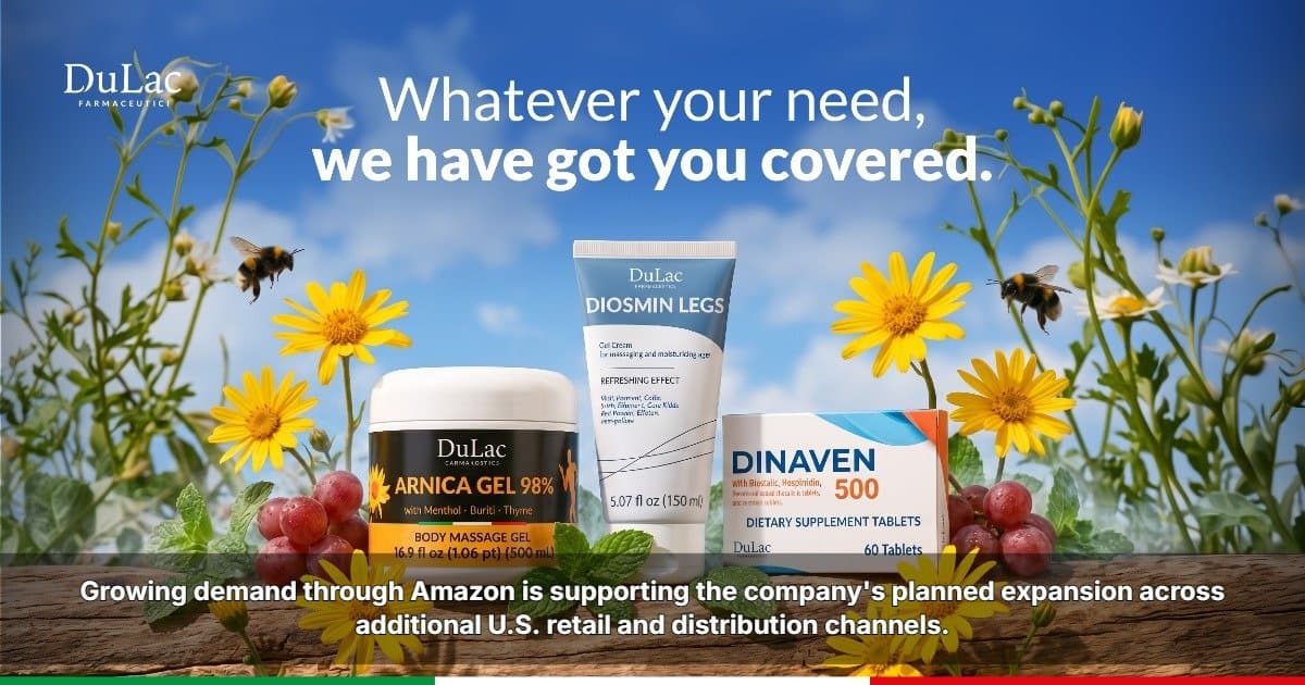 Innovador farmacéutico italiano DuLac Farmaceutici expande su presencia en EE.UU. a través de Amazon y nuevos canales minoristas
