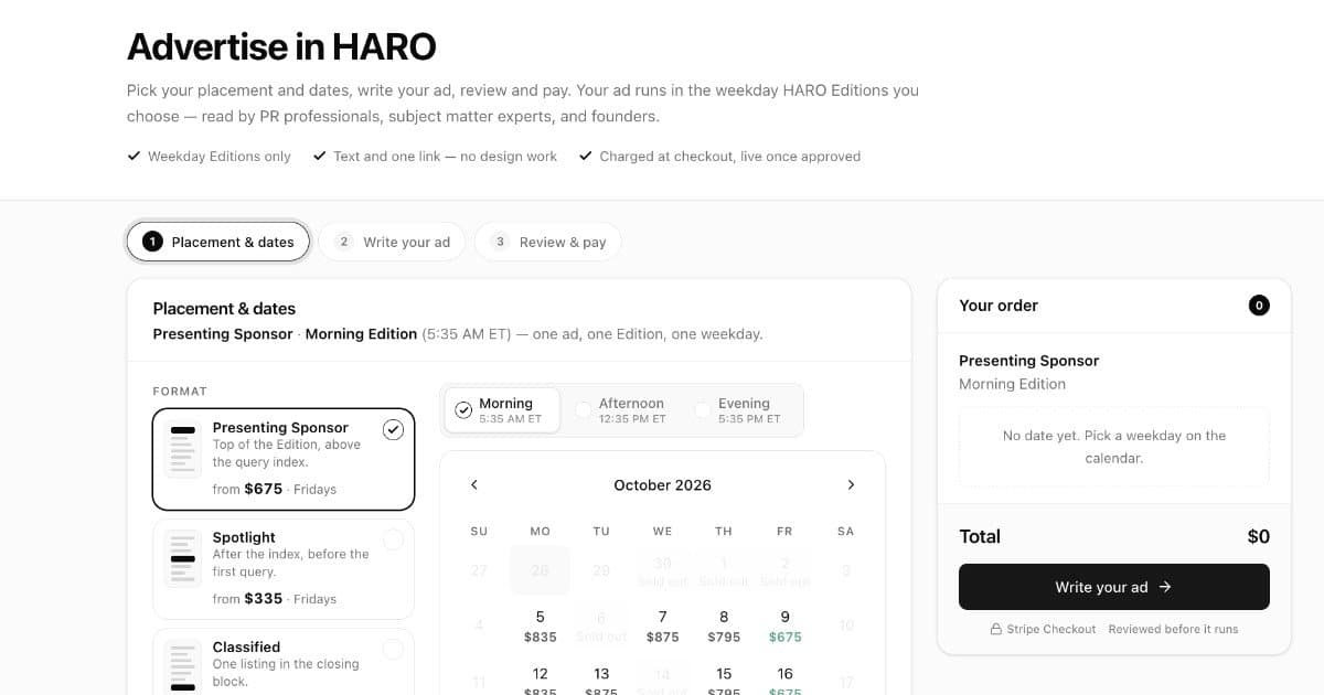 HARO Launches Self-Serve Advertising for PR Professionals, Keeping the Service Free